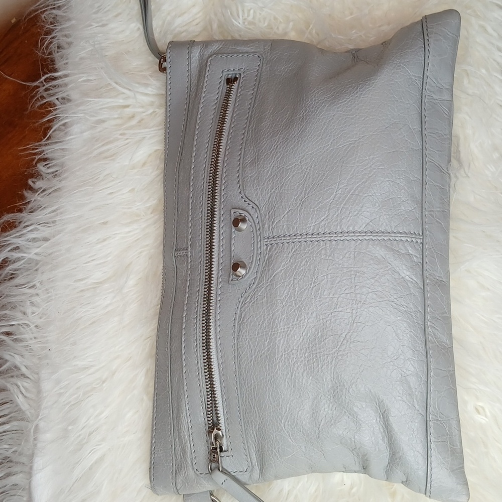 Balenciaga Light Gray Leather Clutch
